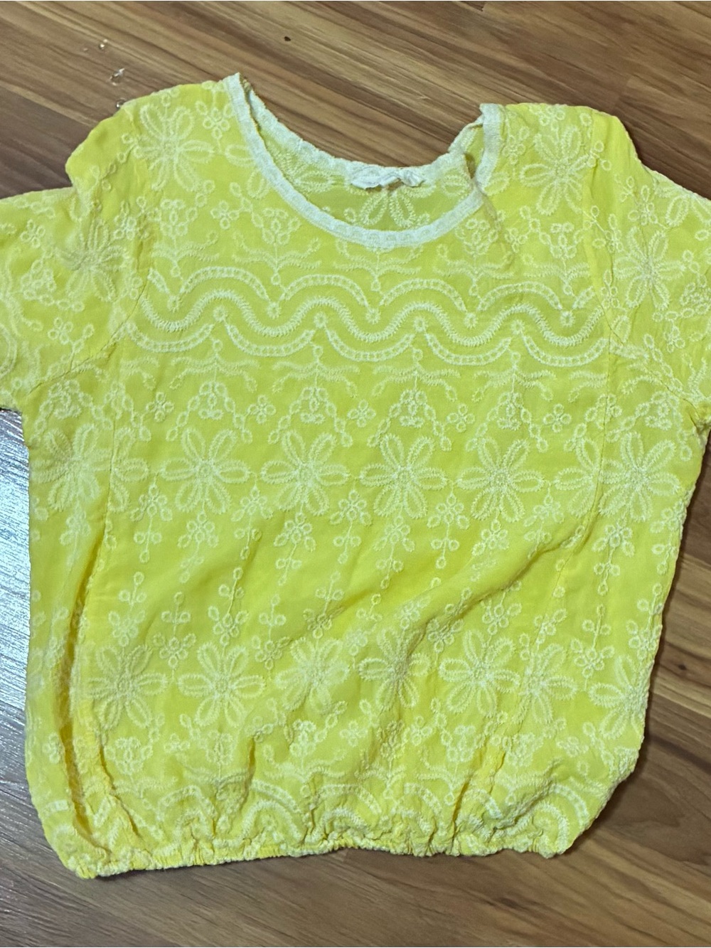 Yellow Embroidered Short Sleeve Women’s Top